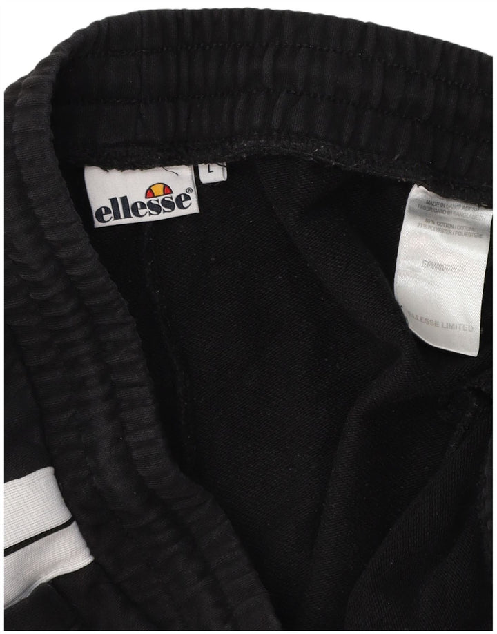 ELLESSE Pantalon de Survêtement Homme Joggers Large Noir Colourblock Coton