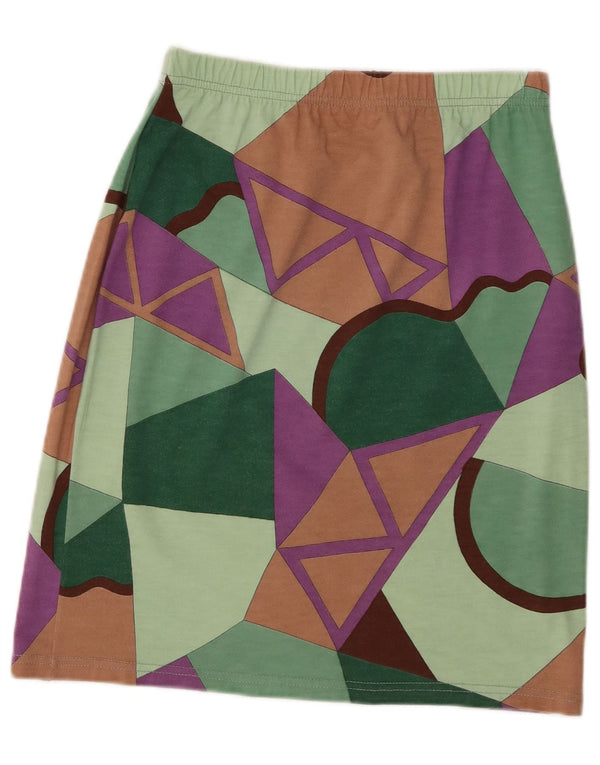 vintage Womens A-Line Jupe Grande W32 Acrylique Géométrique Multicolore