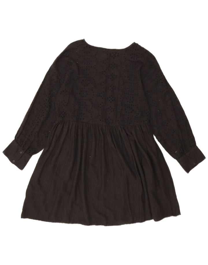 Zara Robe basique surdimensionnée à manches longues pour femme UK 10 Petit motif floral noir