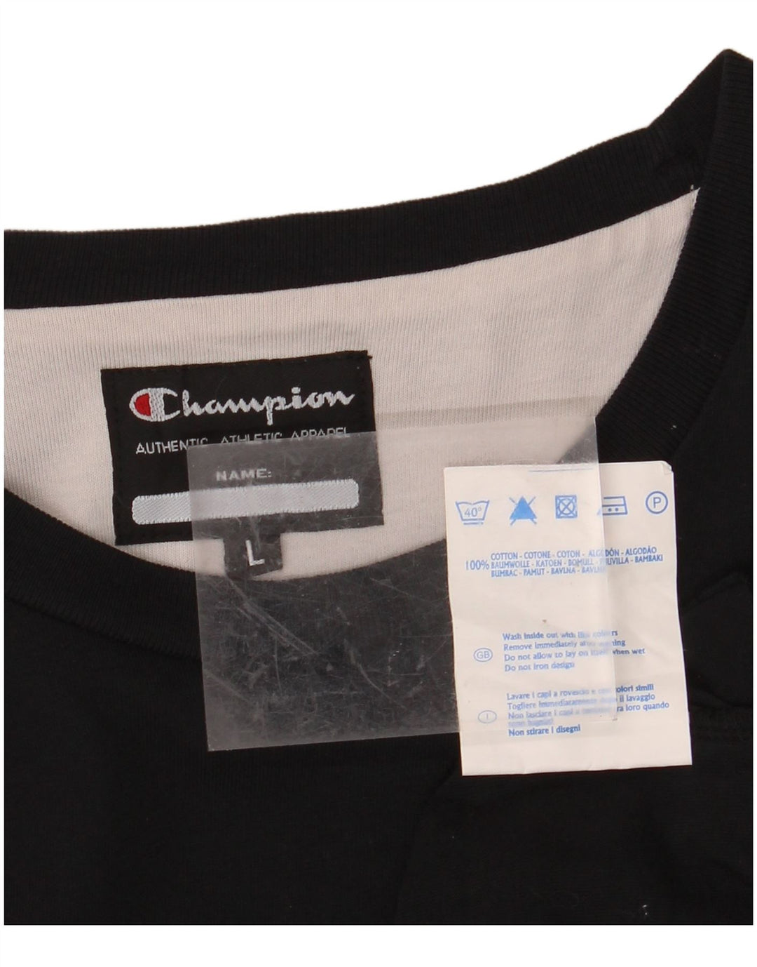 CHAMPION Haut graphique à manches longues pour hommes, grand coton noir