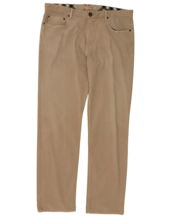 Burberry Mens Straight Casual Trousers W35 L32 Beige Cotton
