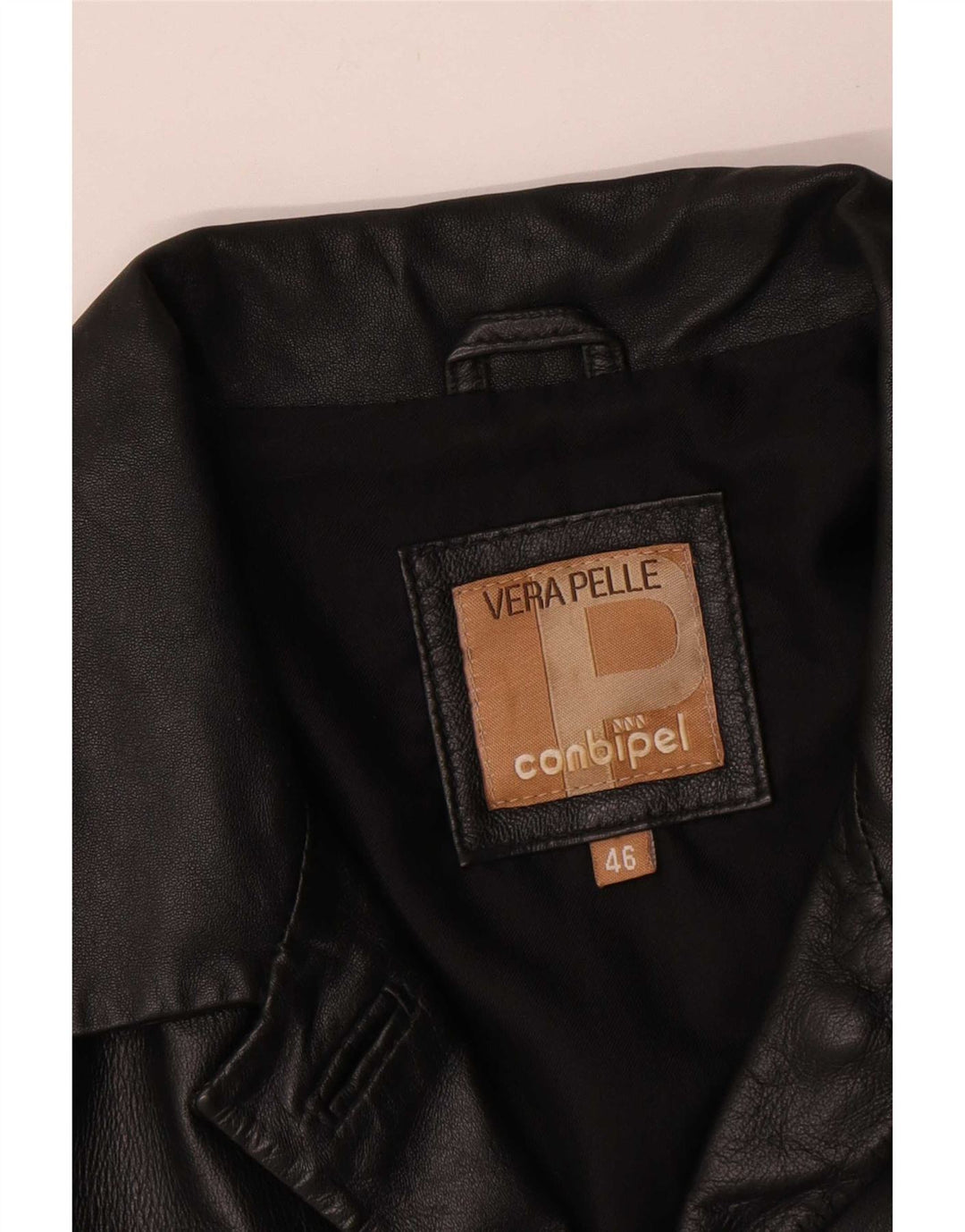 Conbipel Veste Blazer En Cuir 3 Boutons Femme IT 46 Grand Cuir Noir