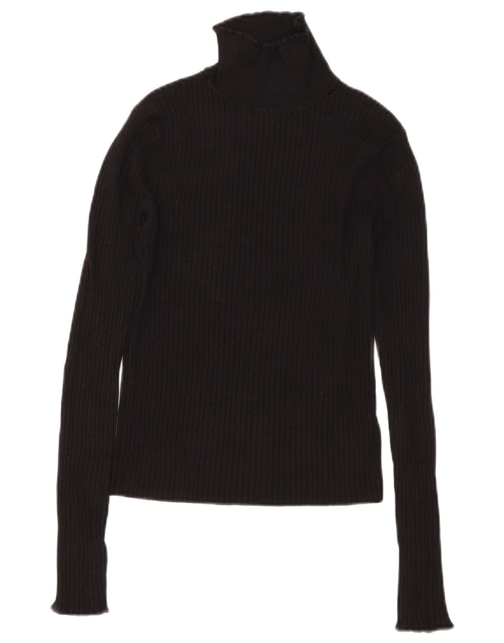 Zara Pull col roulé pour femme UK 12 Medium Noir Viscose