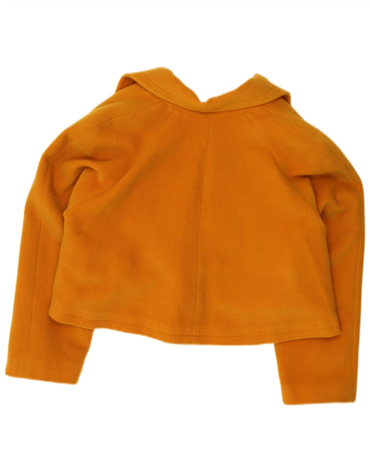 vintage Femmes Surdimensionné Crop Blazer Veste IT 42 Jaune Moyen