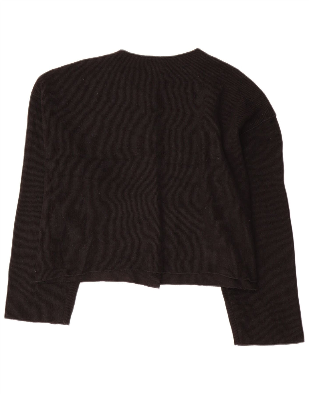 Zara Femmes Crop Cardigan Pull UK 18 XL Noir Polyester