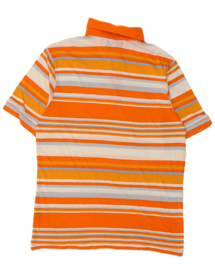 Kappa Polo Homme Orange Moyen Rayé Coton