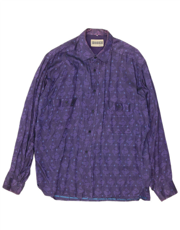 BOXER Chemise Homme Large Violet Géométrique Viscose