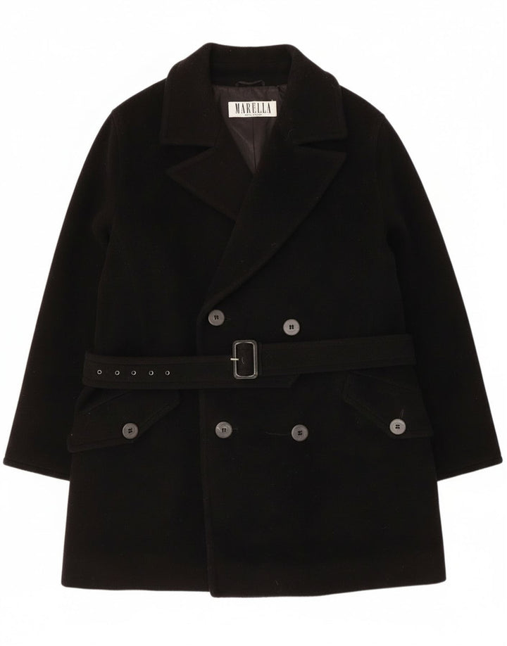 Marella Manteau croisé pour femme UK 14 Laine vierge noire moyenne