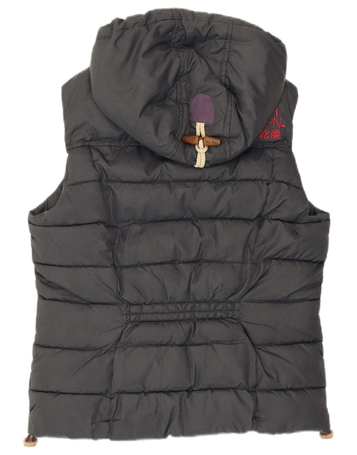 SUPERDRY Gilet rembourré à capuche pour femme UK 14 Gris moyen Polyester