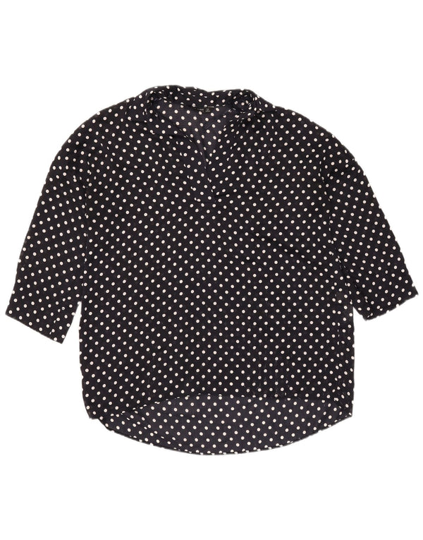 Zara Chemisier surdimensionné à manches 3/4 pour femme UK 6 XS Bleu marine à pois