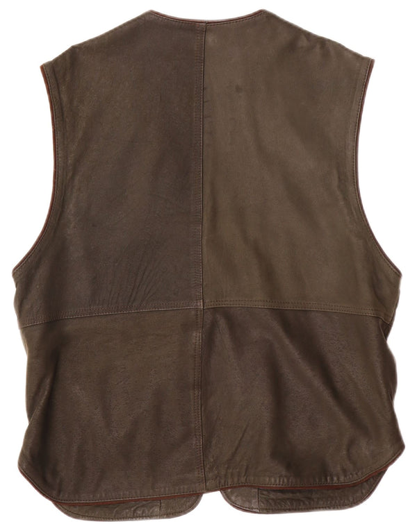 Gilet utilitaire en cuir vintage pour hommes IT 54 2XL Kaki