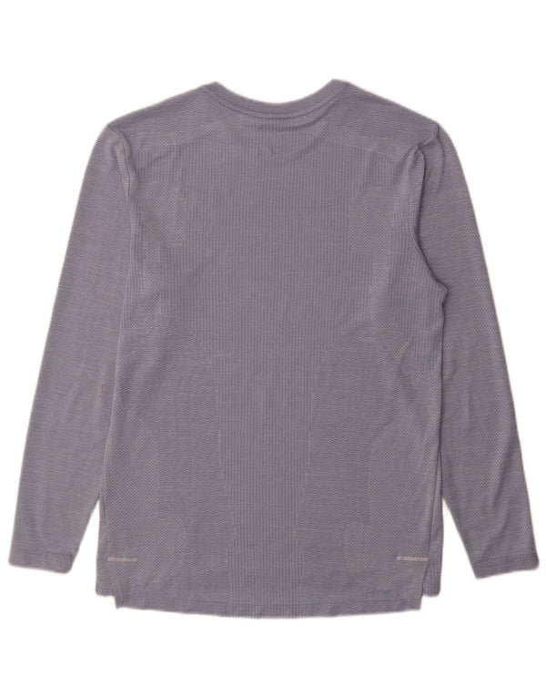 Nike Mens Dri Fit Top Long Sleeve Small Blue Pinstripe Polyester