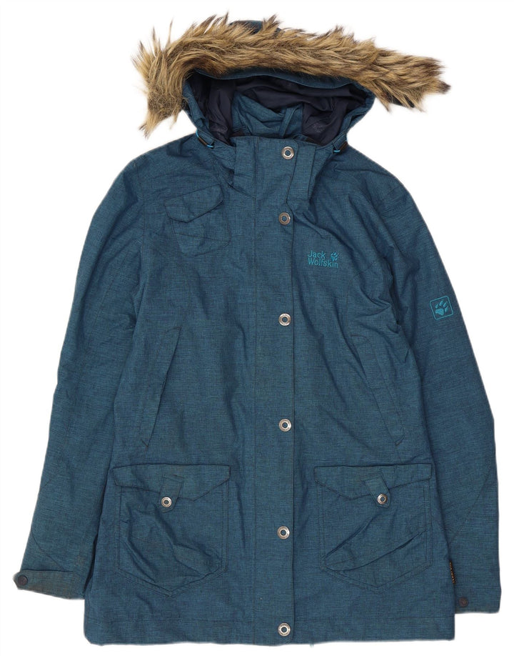 Jack Wolfskin Veste Parka À Capuche Femme UK 10 Petit Bleu Polyester