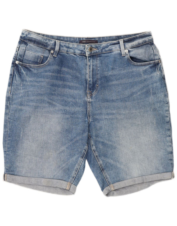 Marks & Spencer Womens Denim Shorts UK 16 Large W34  Blue Cotton