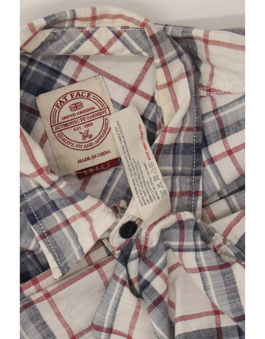 Fat Face Chemise à Carreaux Homme Petit Carreau Bleu Coton