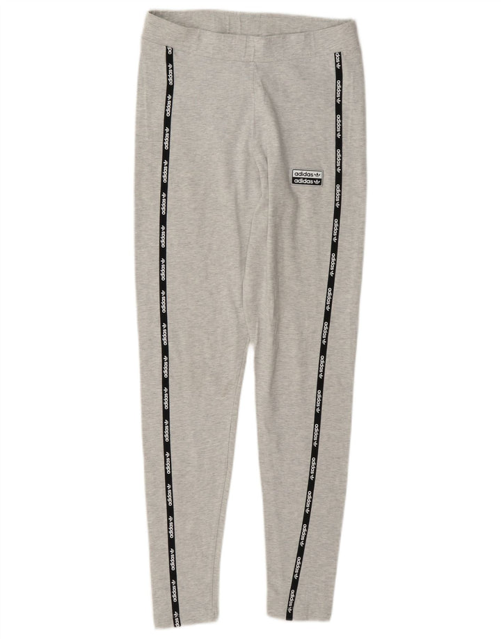 Adidas Leggings graphiques pour femmes UK 12 coton color block gris moyen