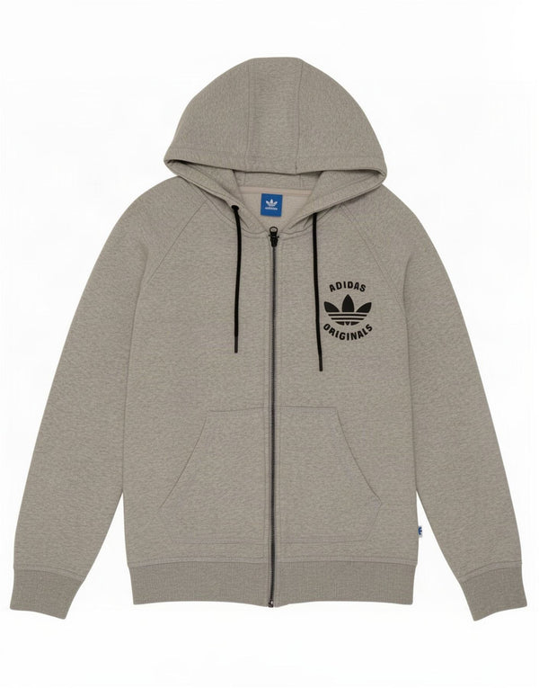 Adidas Pull à capuche zippé pour femme UK 12 Coton gris moyen