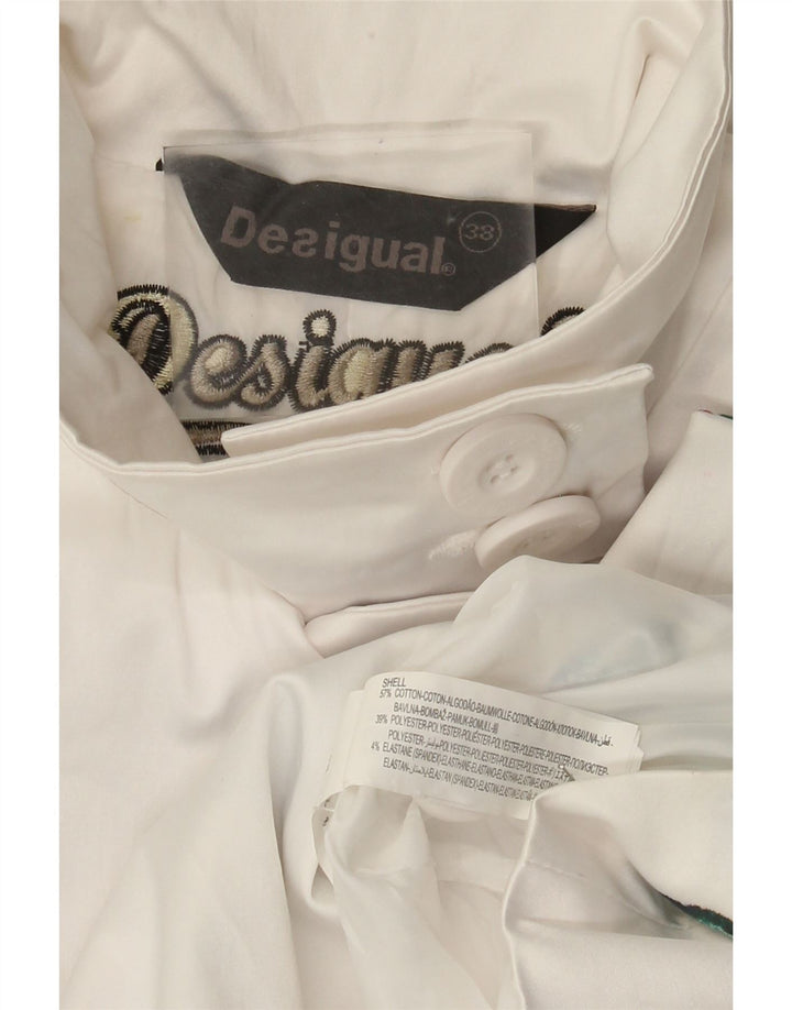 Desigual Manteau Femme EU 38 Moyen Blanc Floral Coton