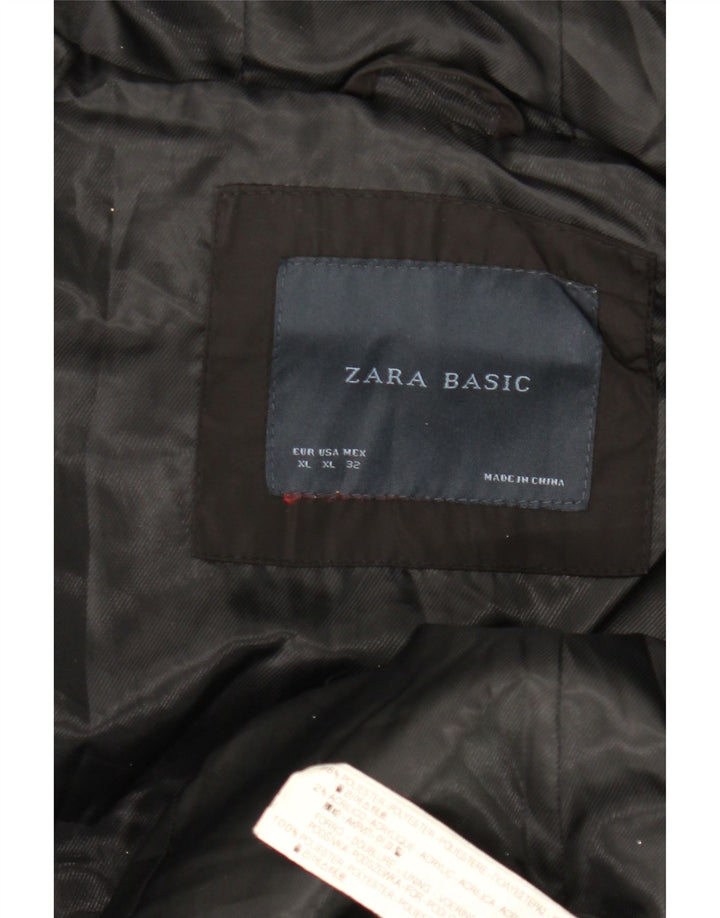 Zara Manteau rembourré à capuche pour femme UK 18 XL Noir Polyester