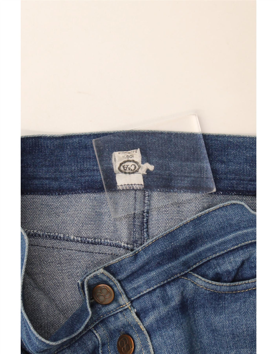 C&A Jupe en Jean Taille Haute W28 Femme Bleu Moyen Coton