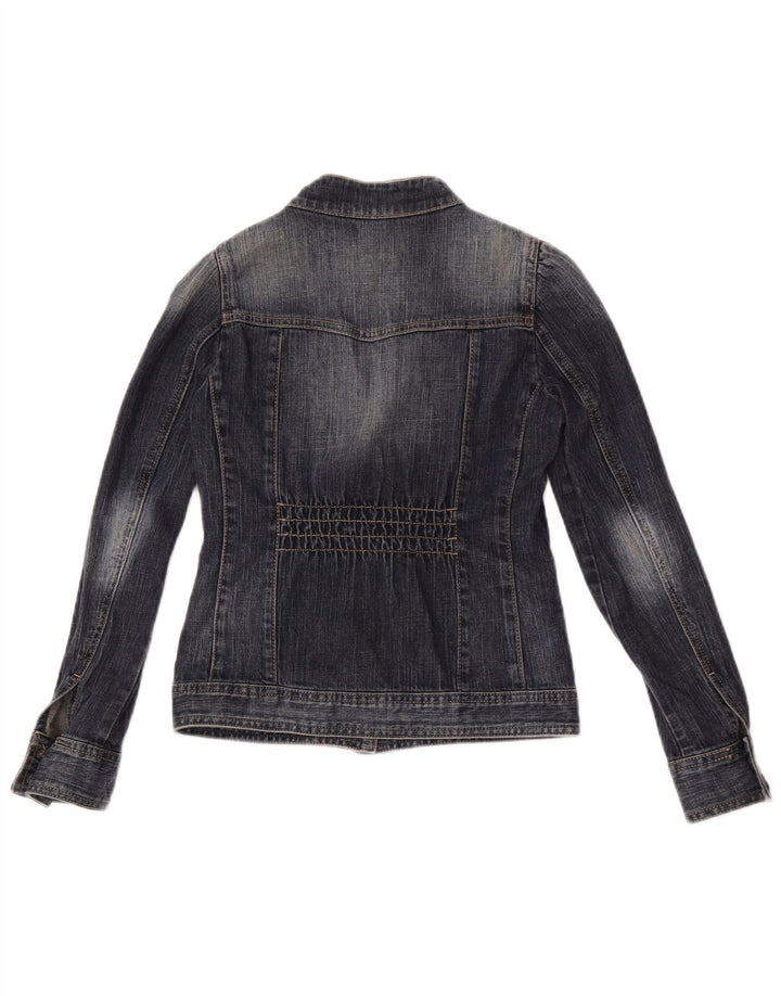 Benetton Veste en Jean Fille 8-9 Ans Large Bleu Marine Coton