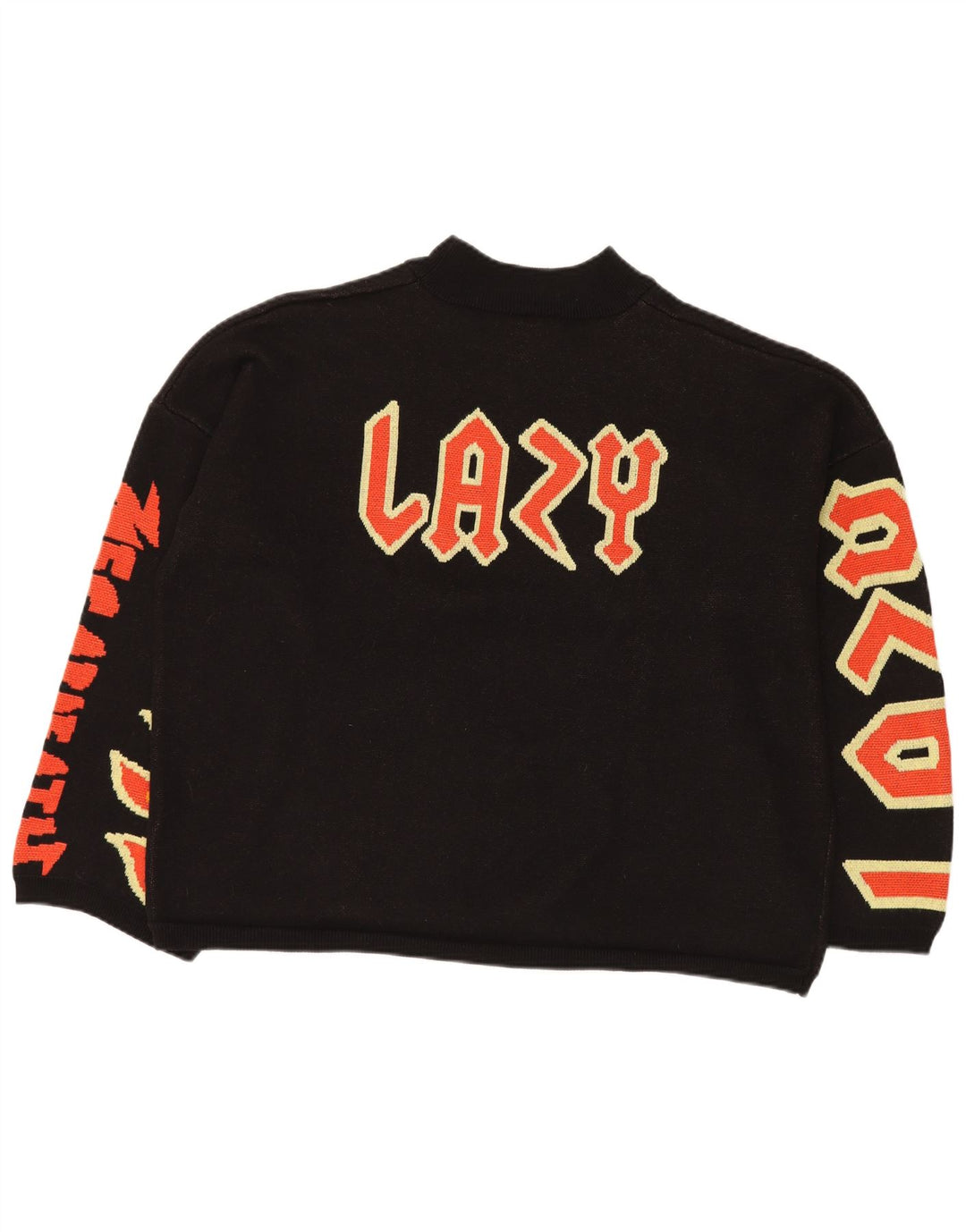 LAZY OAF Pull surdimensionné à col roulé pour homme en coton noir XL