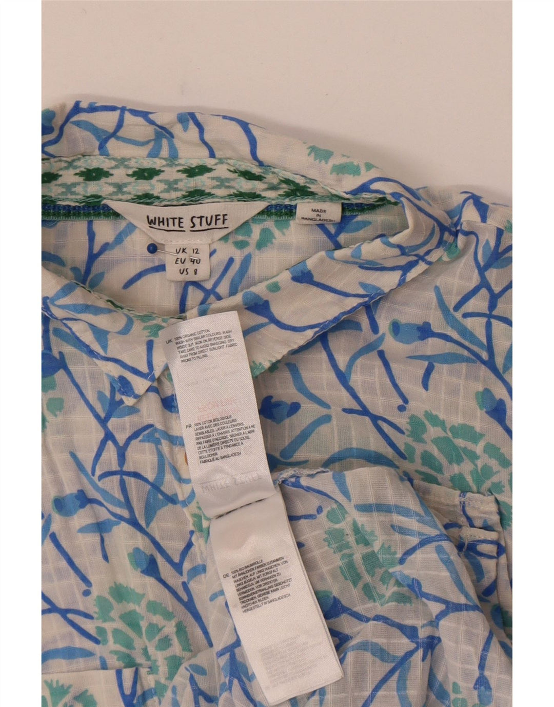 Chemise à manches courtes White Stuff pour femme UK 12 Medium Floral Cotton