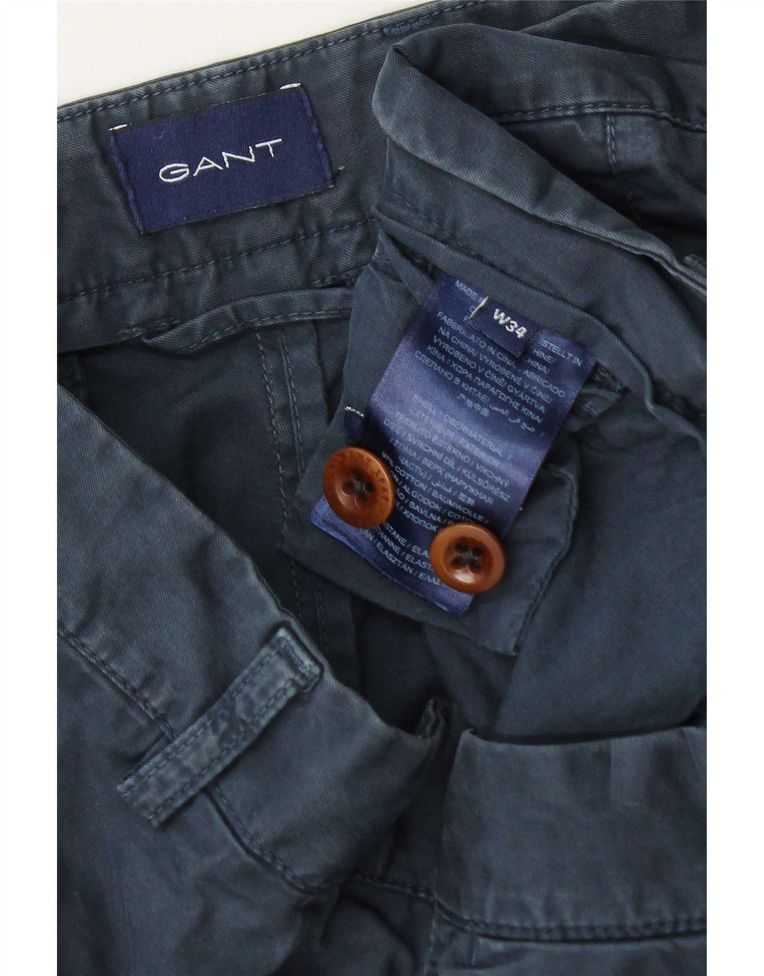 Gant Short Chino Homme W34 Large Bleu Marine Coton