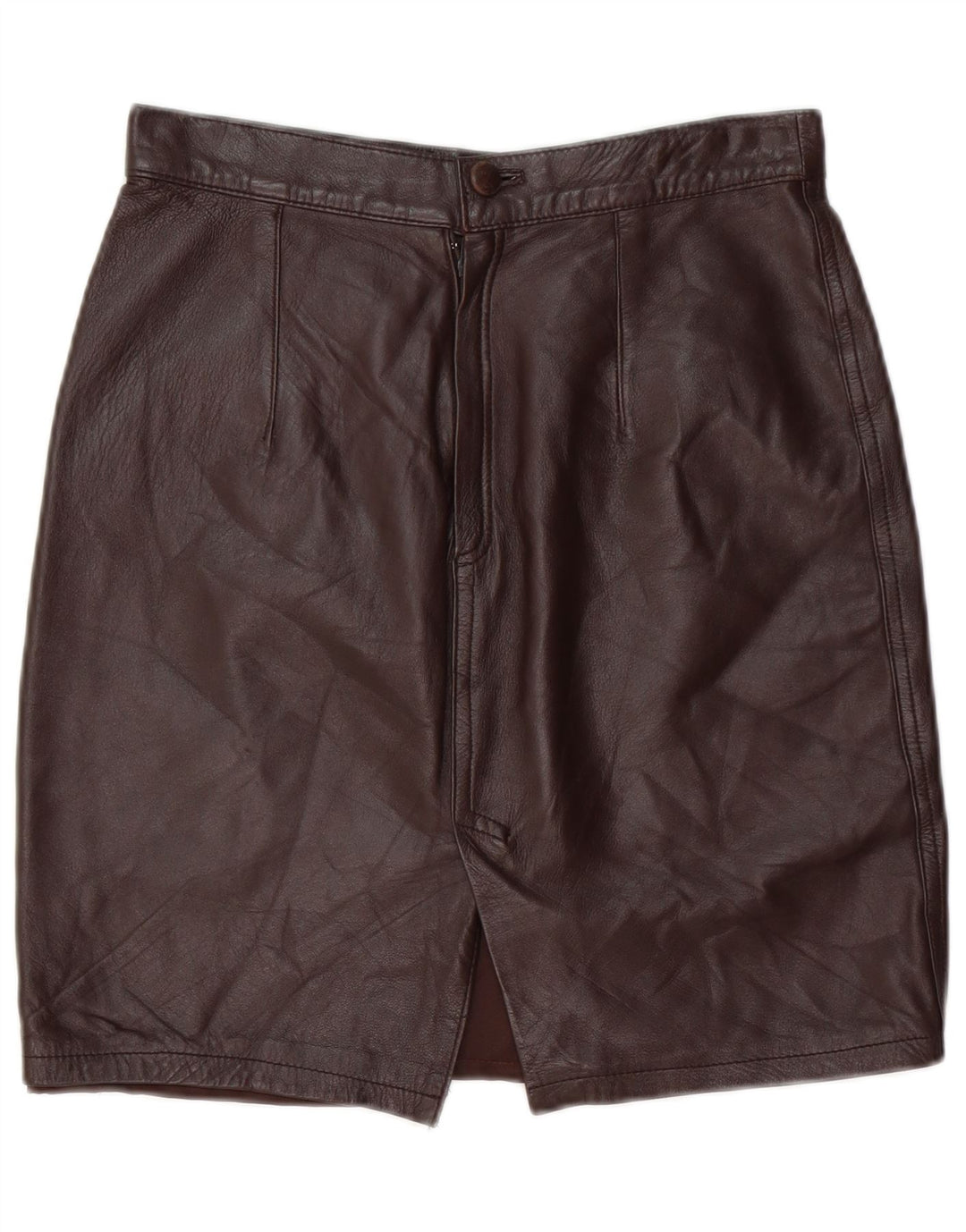 VINTAGE Jupe en cuir femme IT 44 Medium W28 Cuir marron