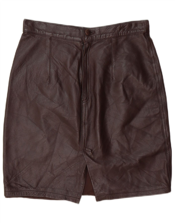 VINTAGE Jupe en cuir femme IT 44 Medium W28 Cuir marron