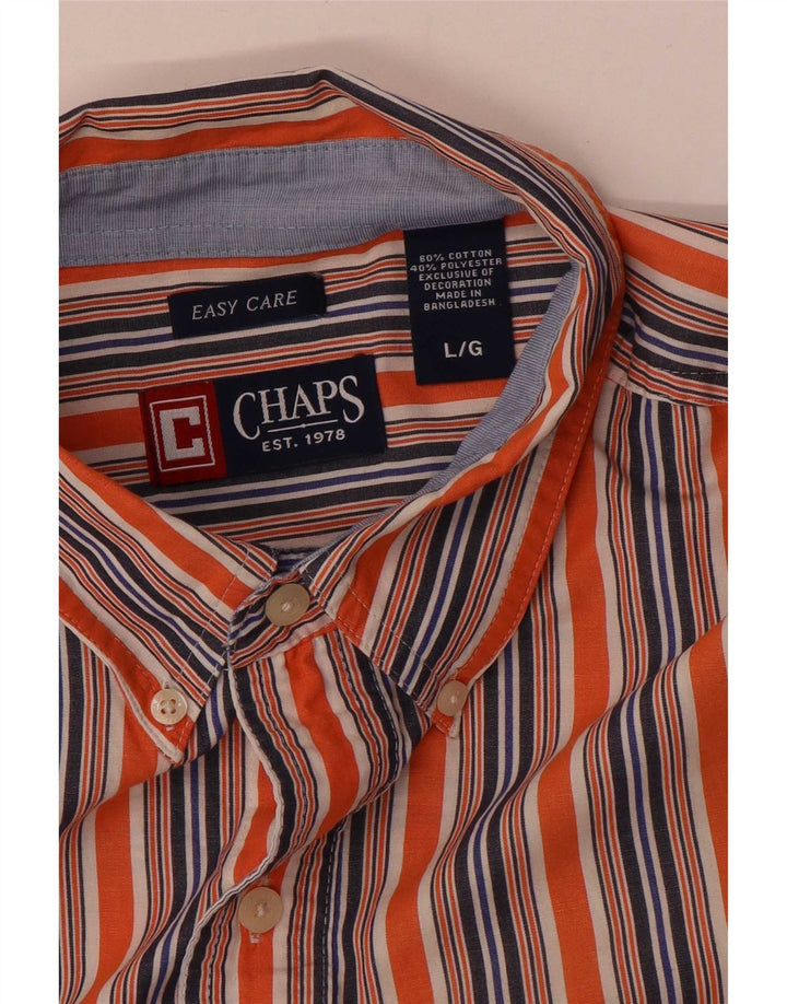 Chaps Chemise Easy Fit Homme Large Orange Rayé Coton
