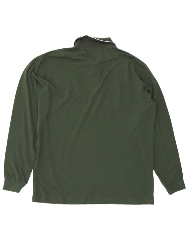 Spalding Polo à manches longues pour homme XL en coton rayé vert