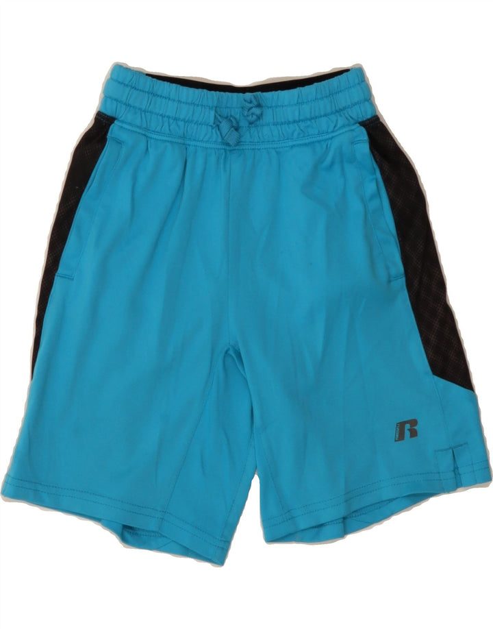 RUSSELL ATHLETIC Boys Sport Shorts 7-8 Years Medium  Blue Colourblock Vintage Russell Athletic and Second-Hand Russell Athletic from Messina Hembry 
