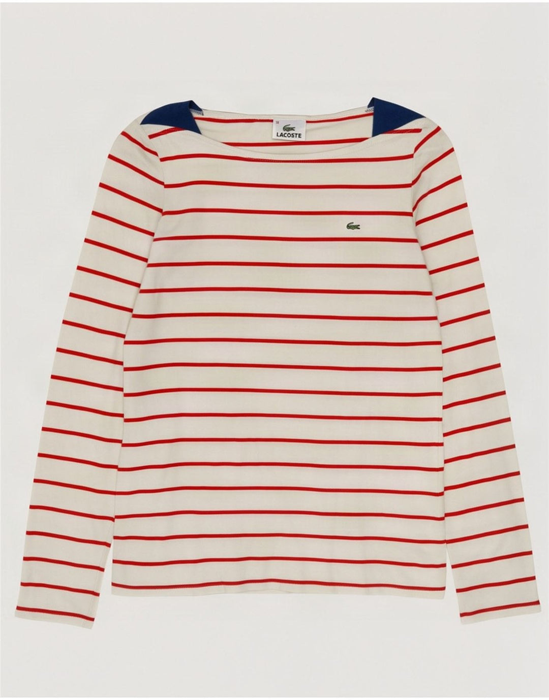 Lacoste Femme Top Manches Longues Taille 38 Moyen Off White Rayé Coton