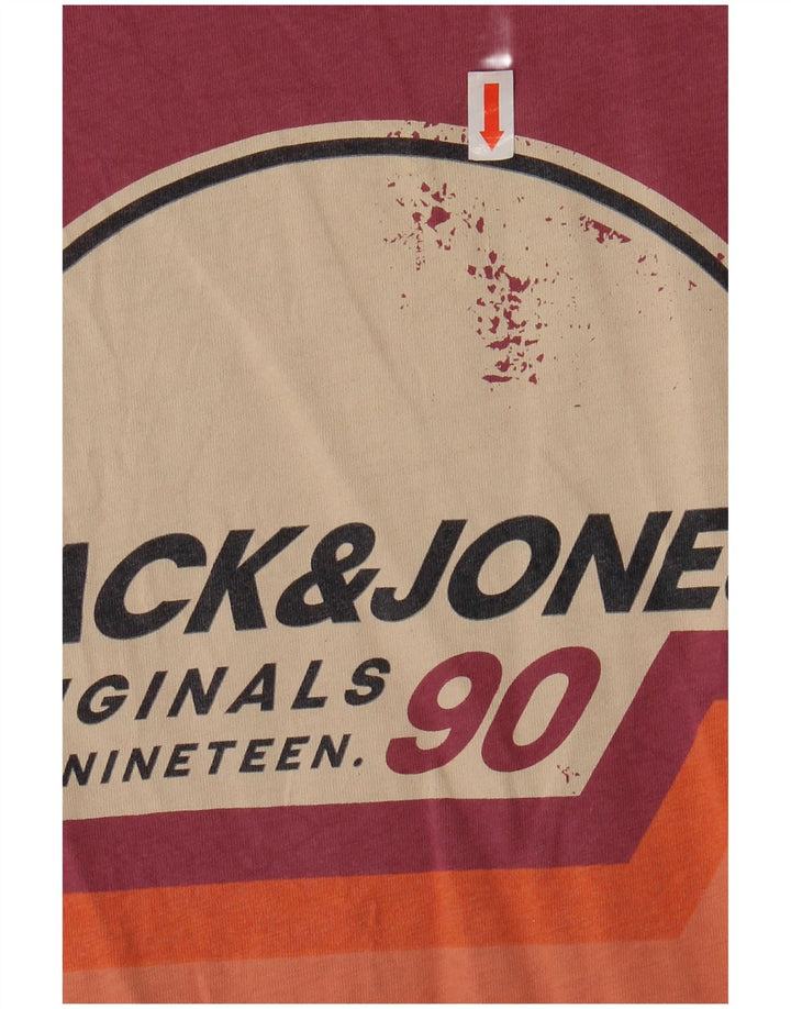 JACK & JONES T-Shirt Graphique Homme Bordeaux Moyen Coton