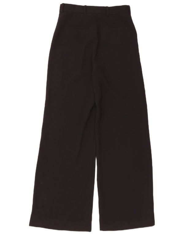 Zara Pantalon décontracté taille haute à jambe large pour femme Petit W26 L30 Noir