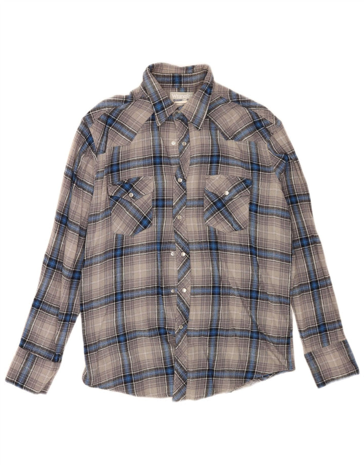Wrangler Chemise en flanelle pour homme en coton à carreaux gris