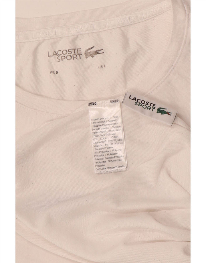 LACOSTE Homme T-Shirt Graphique Top Taille 5 Grand Coton Blanc