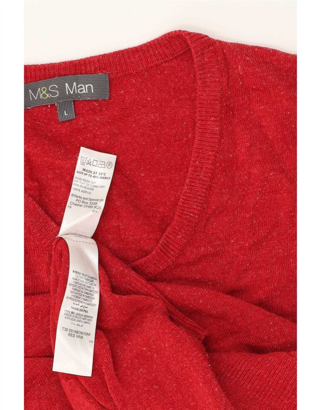 Marks & Spencer Pull col V pour homme en acrylique rouge Taille L