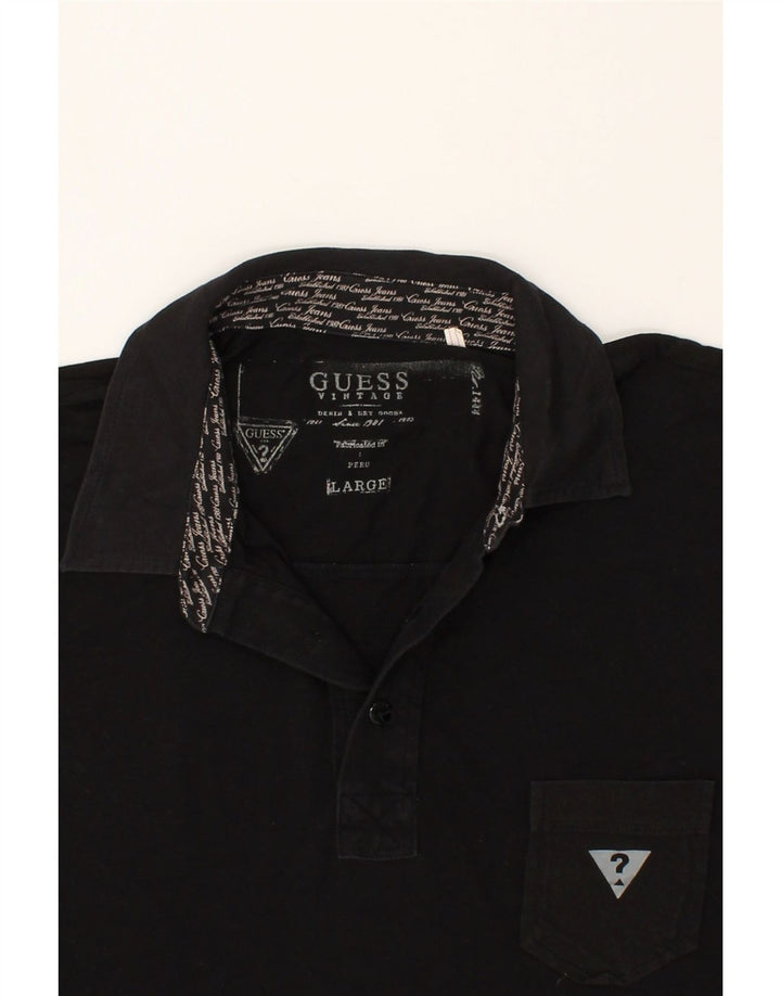 GUESS Polo Graphique Homme Grand Noir