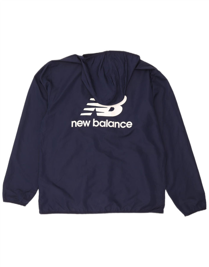 New Balance Veste de pluie à capuche graphique pour hommes Large Polyester bleu marine