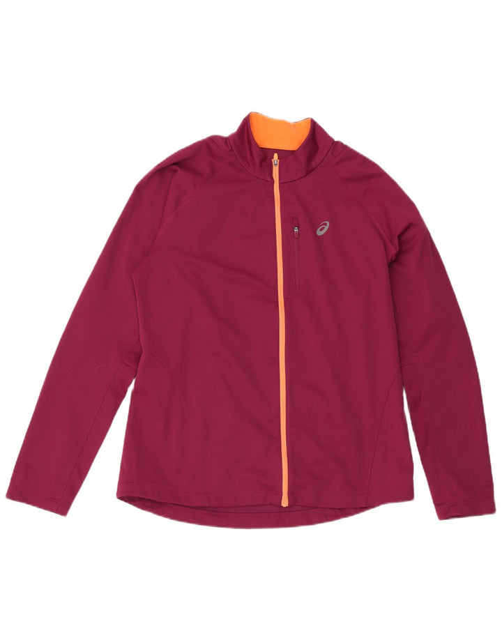 Asics Veste de survêtement pour femme UK 16 Large Bordeaux Polyester