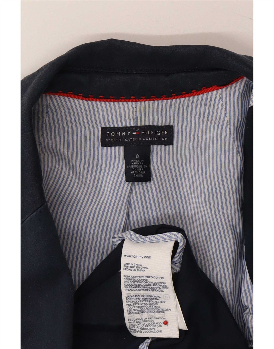 Tommy Hilfiger Veste blazer à 2 boutons pour femme US 8 Coton bleu marine moyen