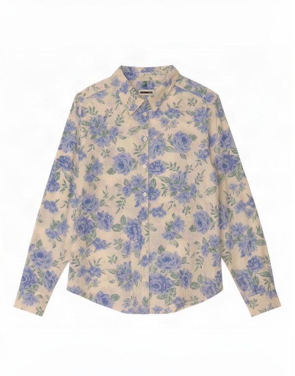 Benetton Chemise Femme UK 44 Medium Blanc Floral