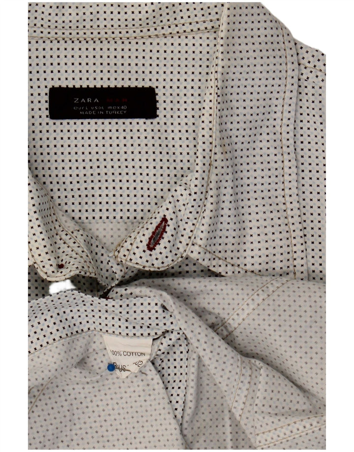 Chemise Homme Zara Large Coton Taché Blanc