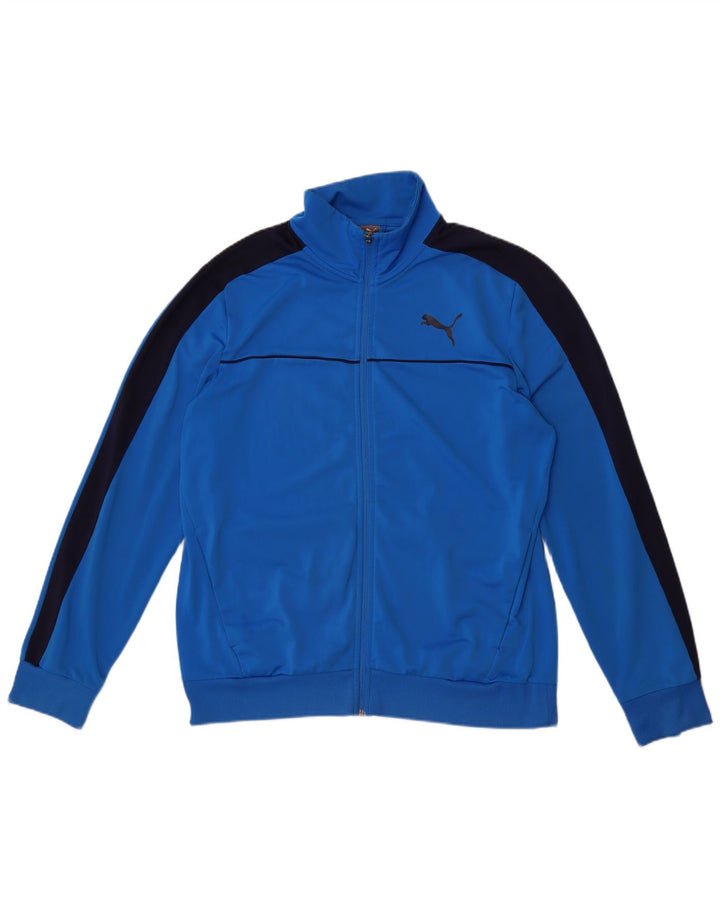 Puma Veste de survêtement pour homme Large Bleu Colorblock Polyester