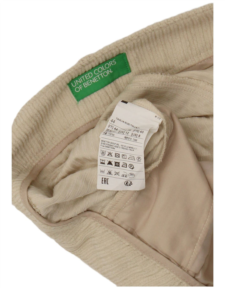Benetton Short en velours côtelé pour femme UK 12 Medium W28 Beige Polyester