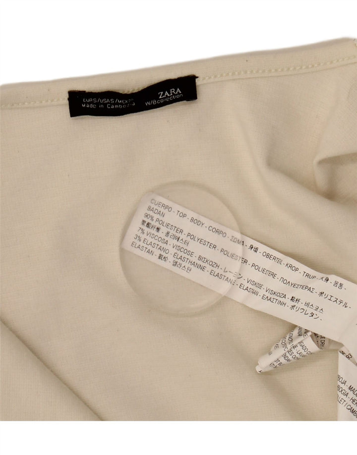 Zara Femme Cardigan Asymétrique Top UK 10 Petit Polyester Blanc Cassé