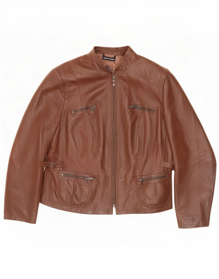 Gerry Weber Veste en cuir surdimensionnée pour femme UK 16 Large Marron