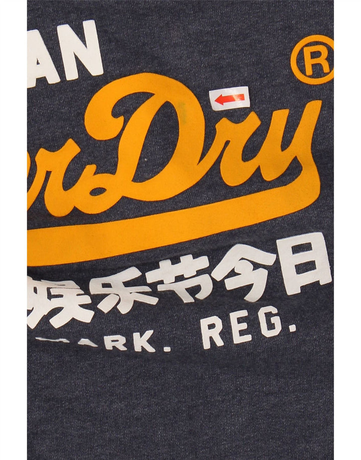 SUPERDRY Pull à capuche graphique pour hommes, petit coton bleu marine
